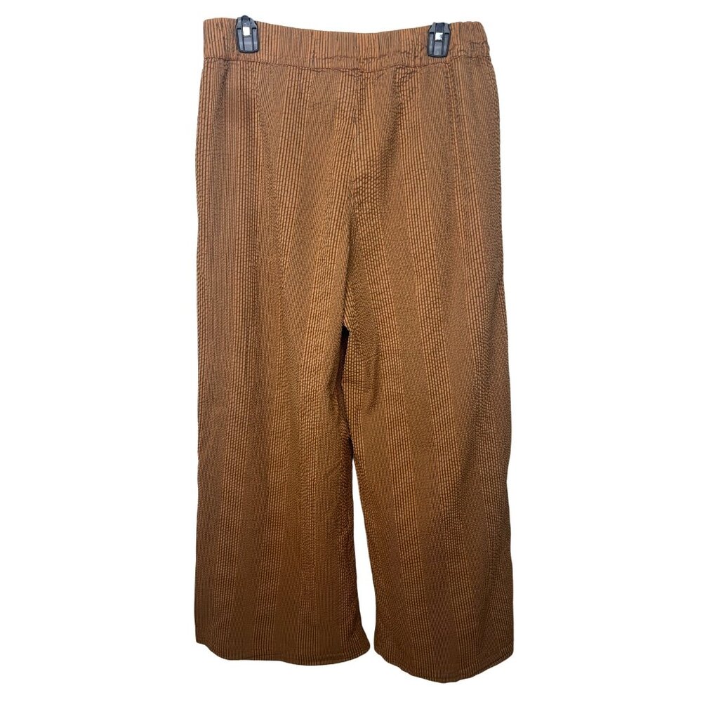 Free People Womens Star Of Wonder Striped Brown Wide-Leg Pants Medium - Picture 3 of 16